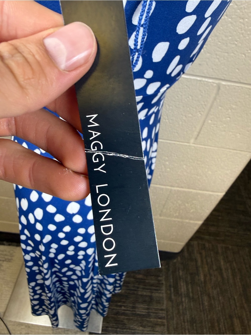 Maggy London Blue and White Sleeveless Maxi Dress with Dot Print - Picture 5 of 9